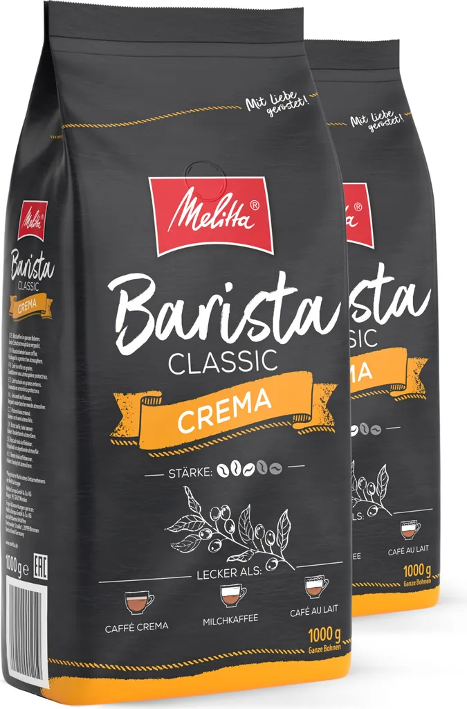 Melitta Barista Classic Crema, coffee beans, for fully automatic coffee machines, in a set