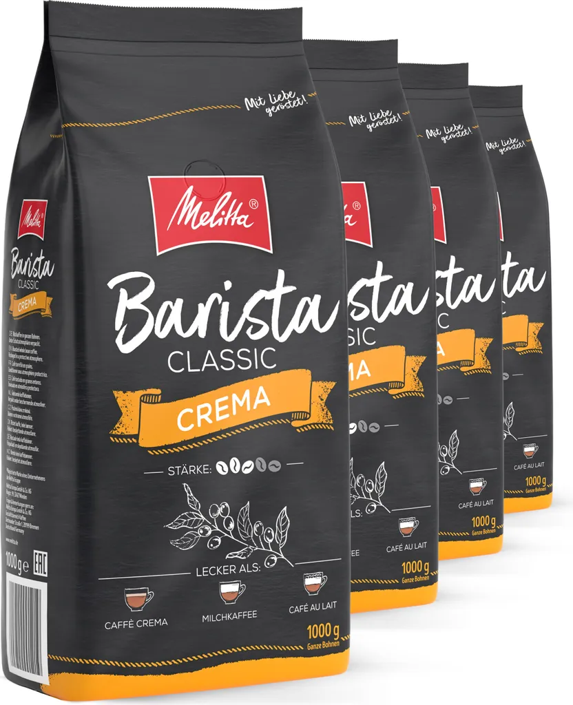Melitta Barista Classic Crema, coffee beans, for fully automatic coffee machines, in a set
