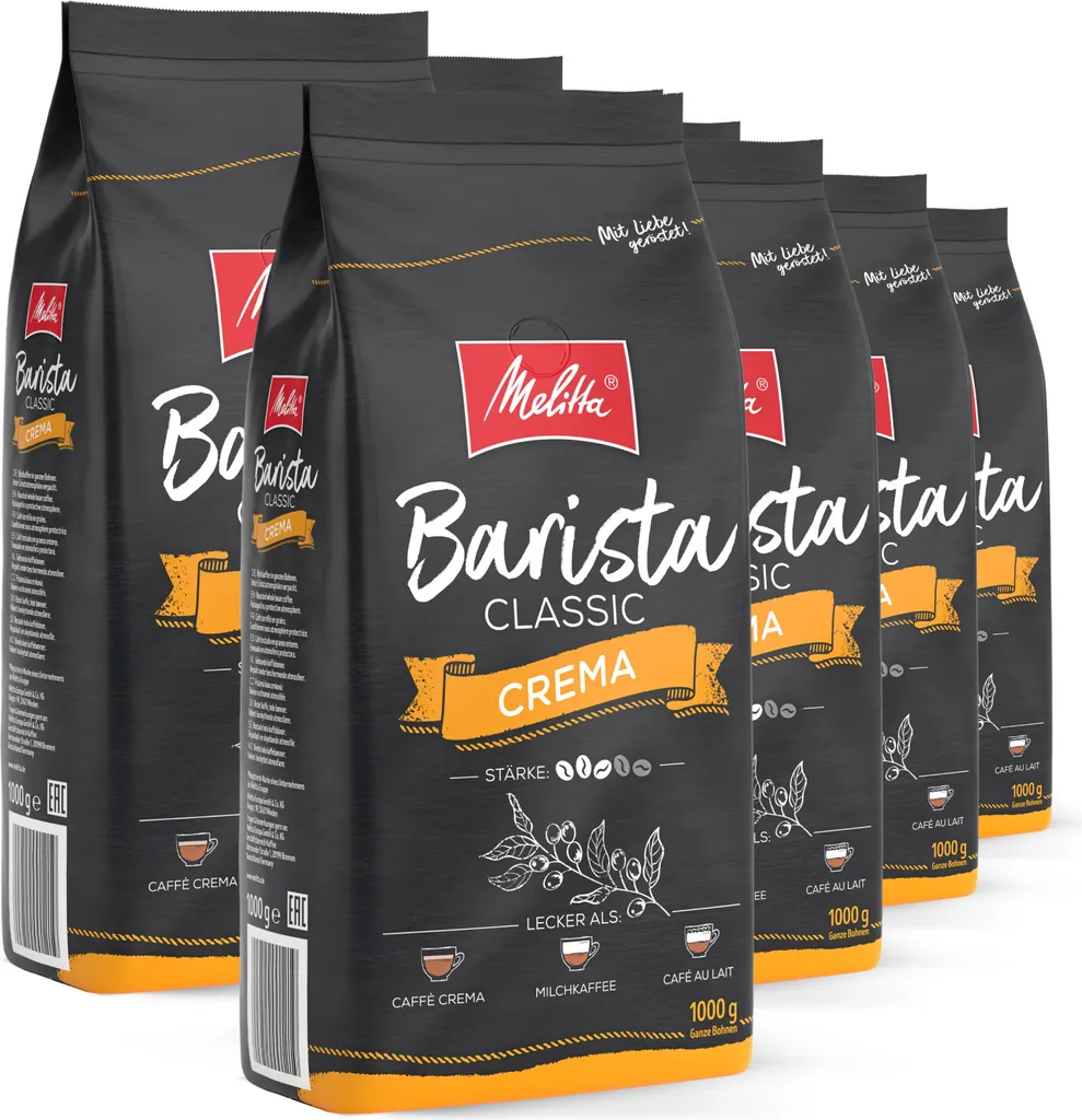 Melitta Barista Classic Crema, coffee beans, for fully automatic coffee machines, in a set