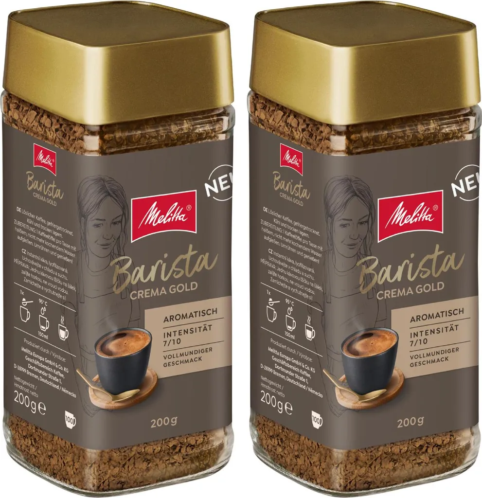 Melitta Barista Instant Coffee Crema Gold, soluble coffee, in a set 400g