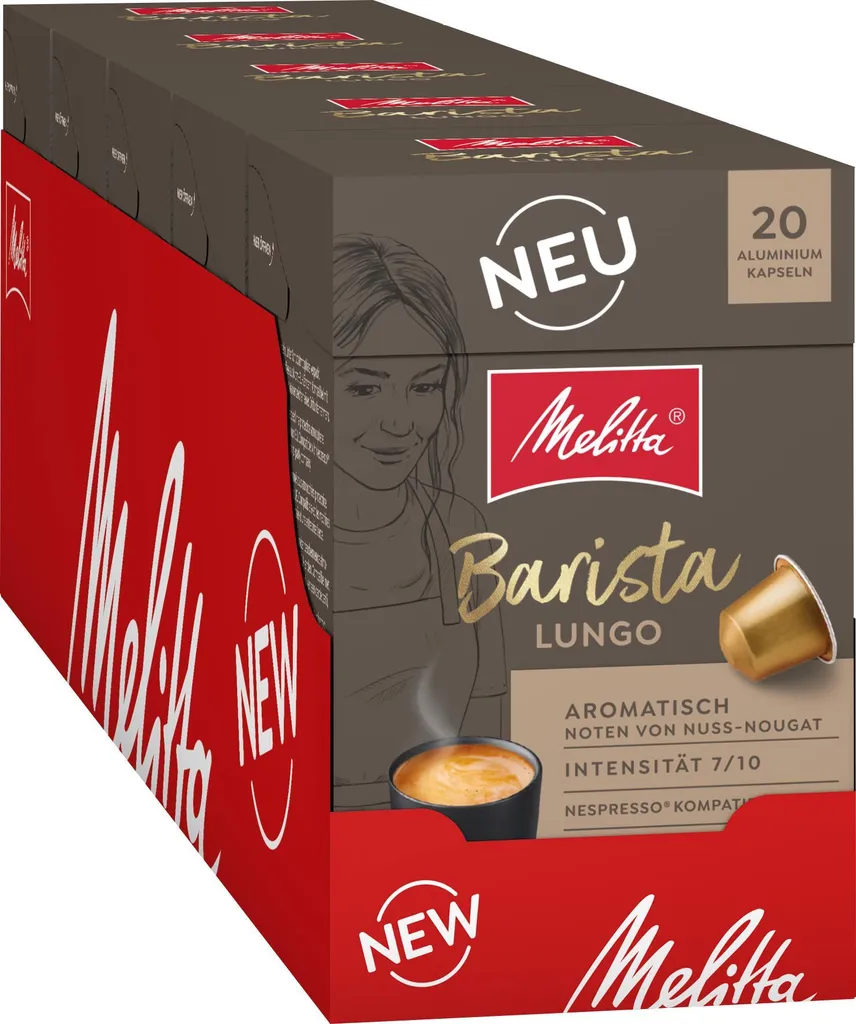 Melitta Barista Lungo coffee capsules, Nespresso® compatible, 100 or 200 pieces