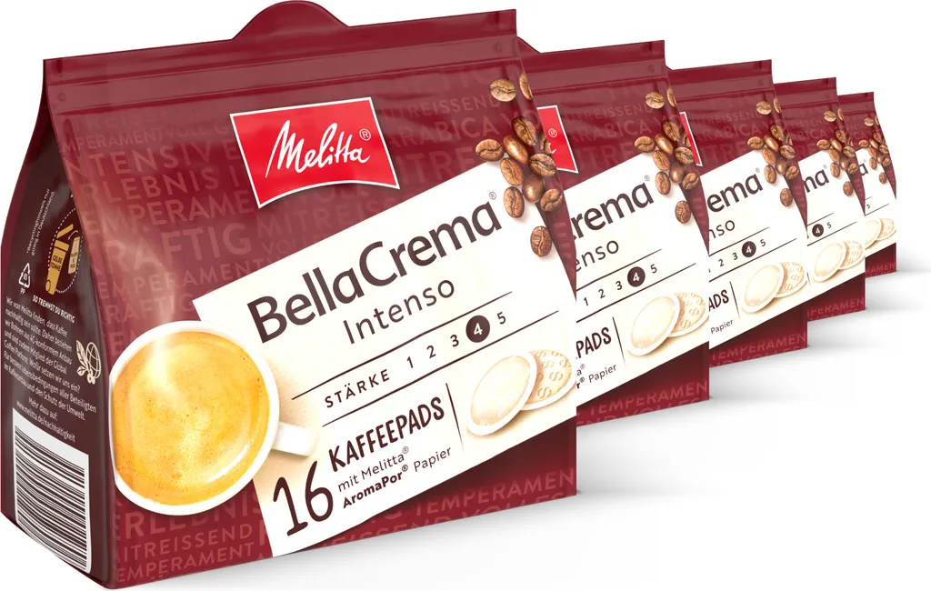Melitta BellaCrema Intenso Pads, coffee pads for pad machines, 5/10 pack 535g