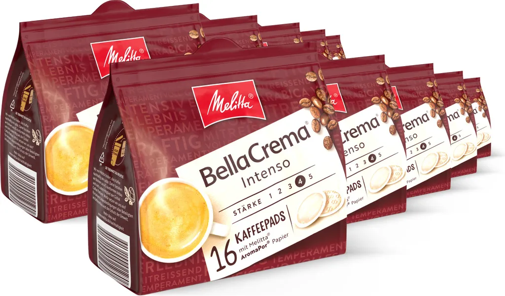 Melitta BellaCrema Intenso Pads, coffee pads for pad machines, 5/10 pack 1070g