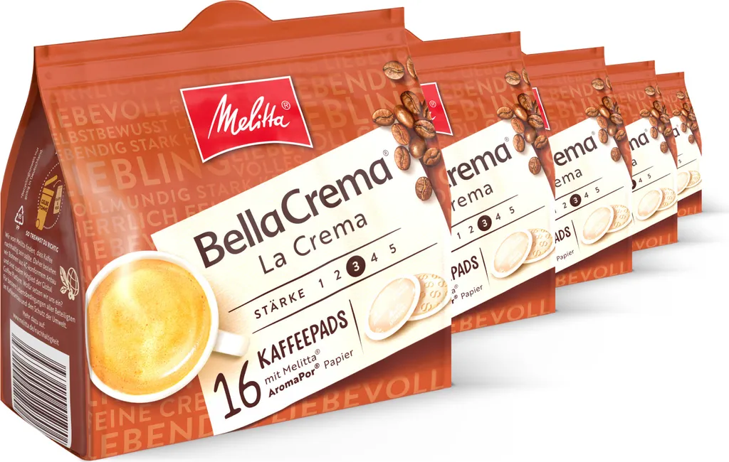Melitta BellaCrema La Crema Pads, coffee pads for pad machines, set of 5 / 10 535g