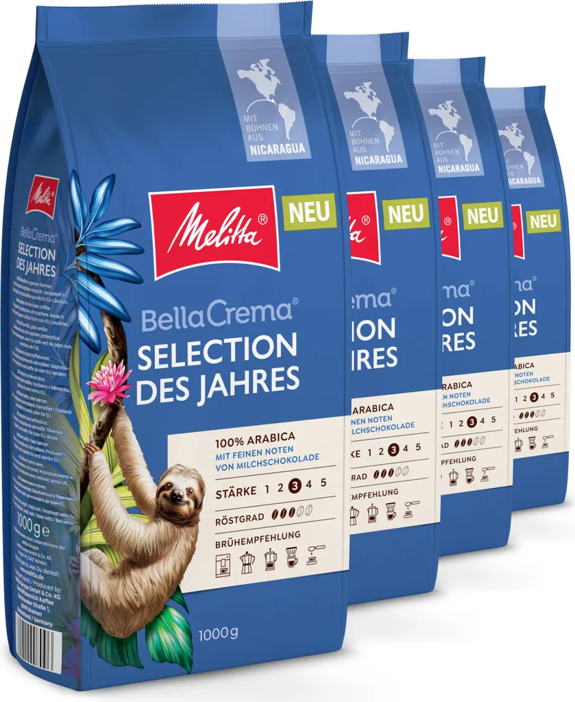 Melitta BellaCrema Selection of the Year coffee beans, for fully automatic coffee machines, in a set