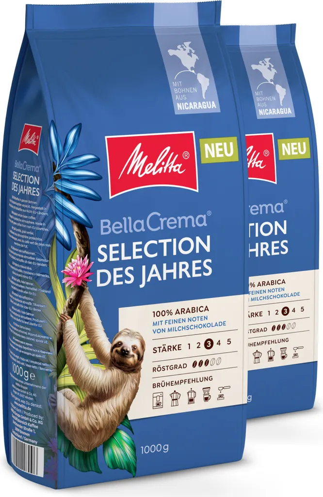 Melitta BellaCrema Selection of the Year coffee beans, for fully automatic coffee machines, in a set