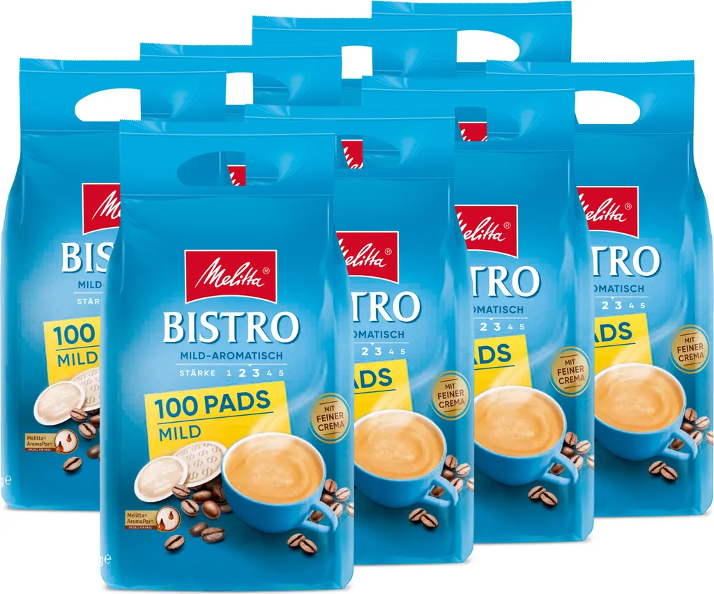 Melitta Bistro mild coffee pads for pod machines, set of 2 or 8 5600g