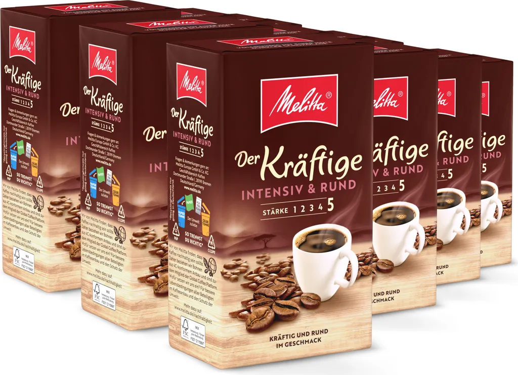 Melitta The Strong Ground Filter Coffee, for filter coffee machines, in a set