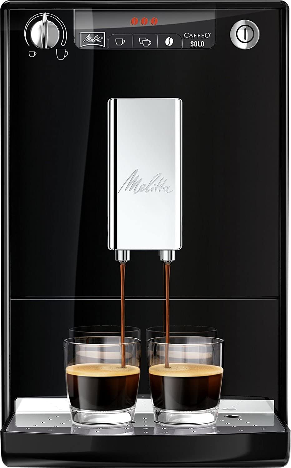 Melitta Caffeo Solo E950 slim fully automatic coffee machine with pre-brewing function 15 bar LED display height-adjustable coffee spout removable brewing unit