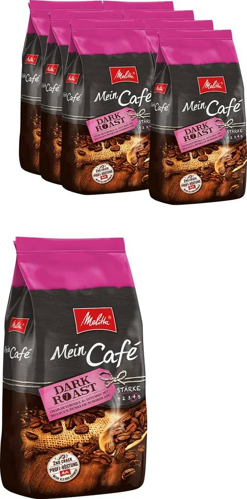 MELITTA Whole Coffee Beans Mein Café Dark Roast 8x1 kg characterful intense