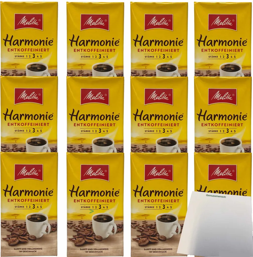 Melitta Coffee Harmonie decaffeinated ground strength 3 12-pack (12x500g pack) + usy block