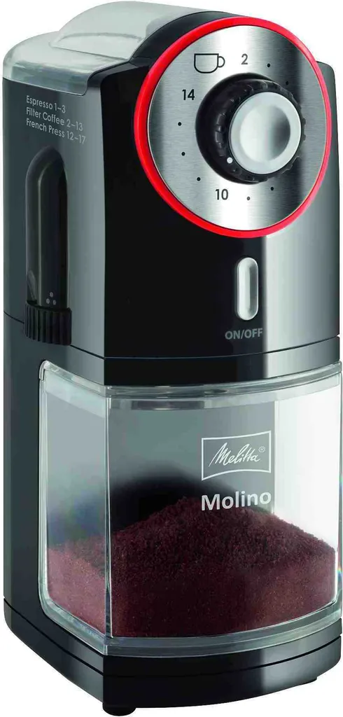 Melitta "MOLINO" coffee grinder, black/red, electric