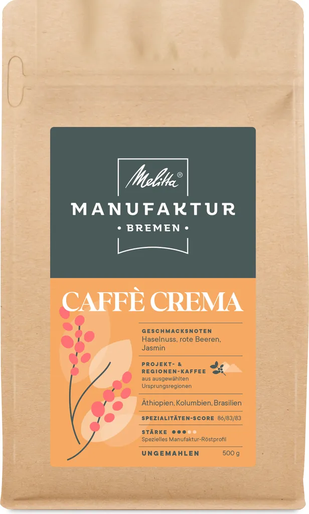MELITTA Manufaktur-Kaffee Spezialitaten Caffè Crema Whole Bean Ground 500 g