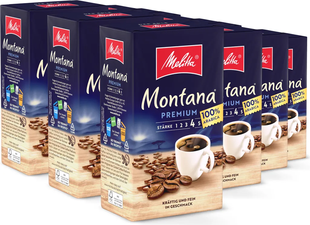 Melitta Montana Premium filter coffee ground, for filter coffee machines, in a set