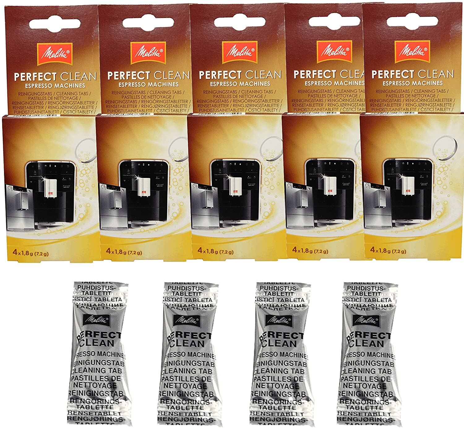 Melitta Perfect Clean 1500791 Fully Automatic Coffee Machines 4 Tablets of 1.8 g Pack of 5
