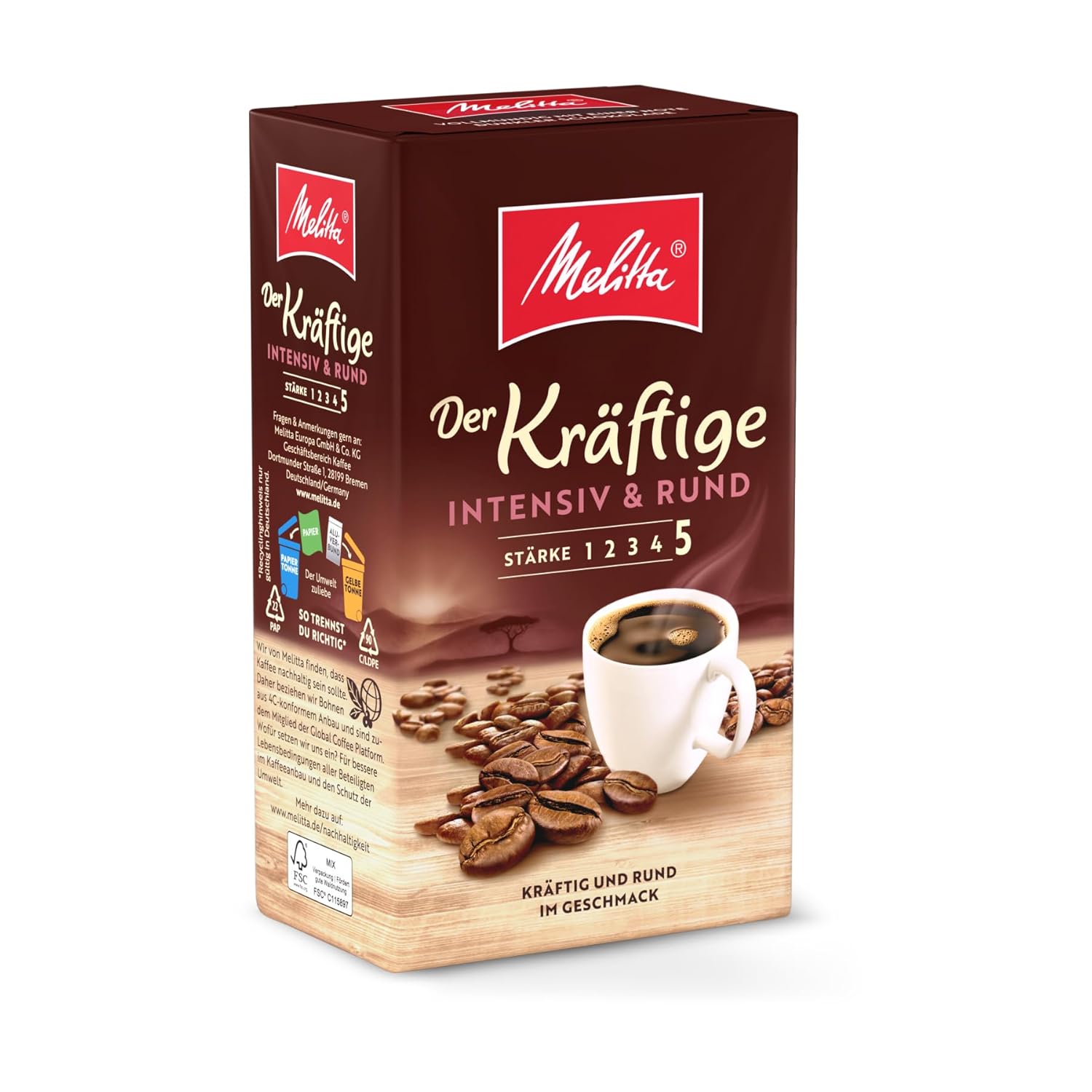 Melitta The Powerful Filter Coffee 500 g, Ground, Powder for Filter Coffee Machines, Strong Roasting, Roasted in Germany