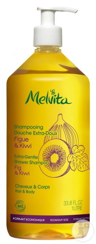 Melvita Essentials Extra Gentle Shower Shampoo for Body and Hair Organic Pump Bottle 1l