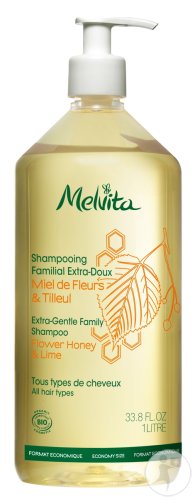 Melvita Essentials Extra Gentle Family Shampoo Linden Blossoms and Blossom Honey Pump Bottle 1l