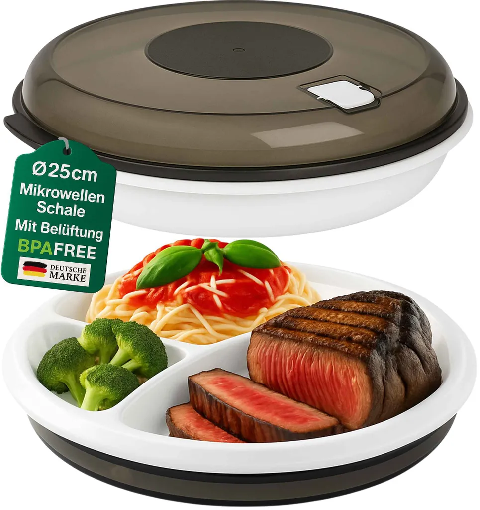 My-goodbuy24 Menu plates with lids, microwaveable serving plates, portion plates, senior plates, 8 pieces