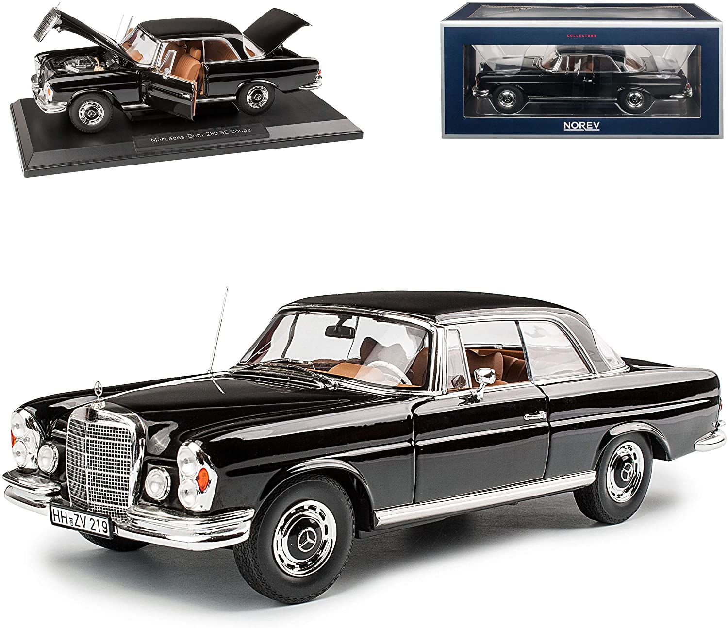Mercedes-Benz 280 Se S-Class Coupe Black W108 1965-1972 1/18 Norev Model Ca