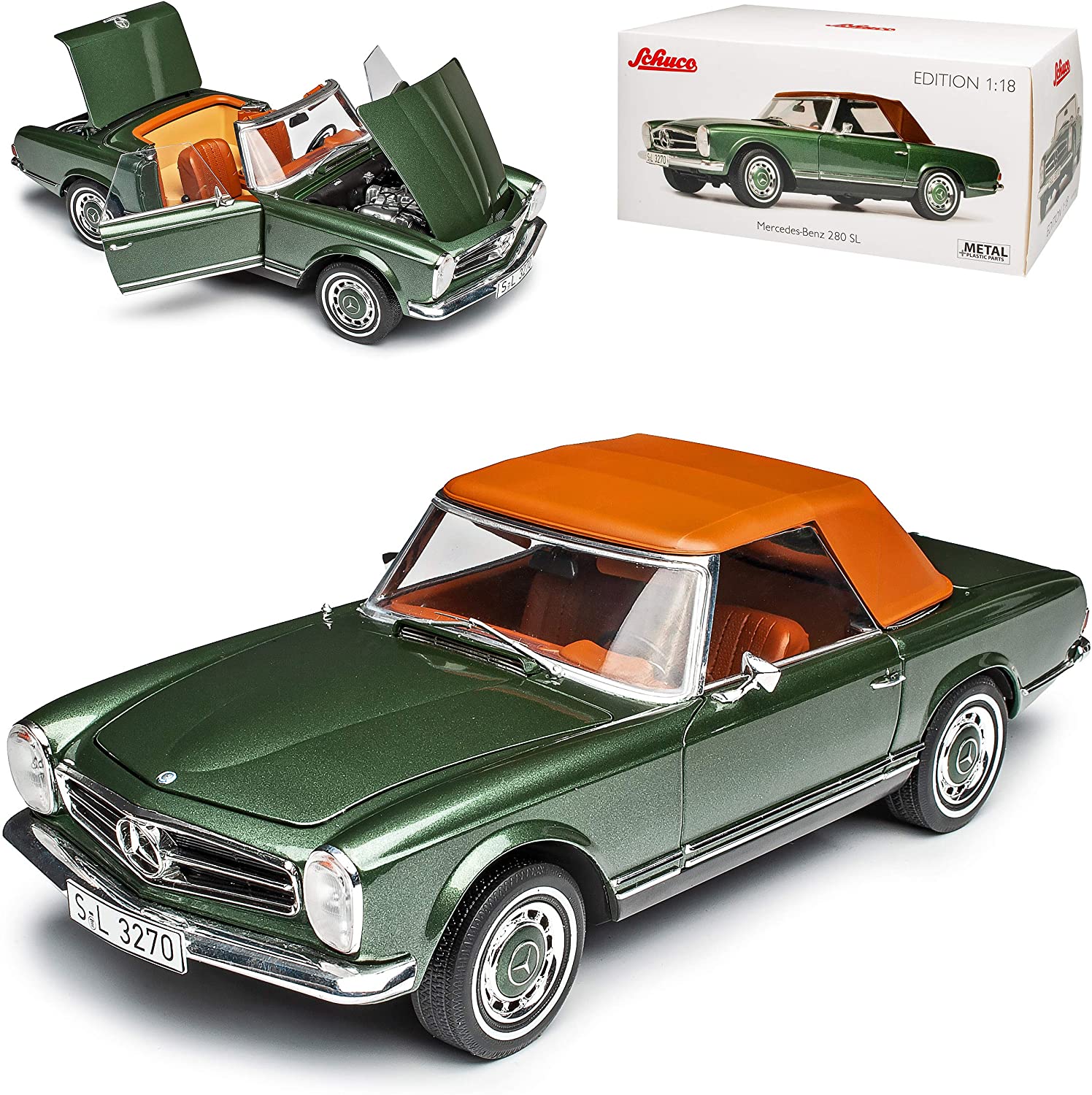Shuco Mercedes-Benz 280Sl W113 Pagoda Roadster Dark Green With Hard Top 1963-1971