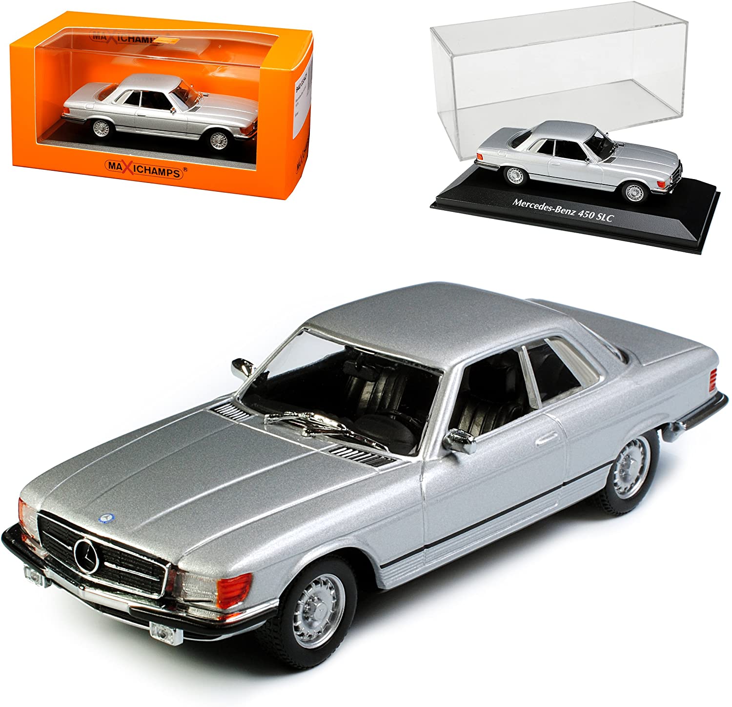 Maxichamps Minichamps Mercedes Benz Sl Class Silver 450 Slc Coupe R107 1971 To 1989 1/43 Lp
