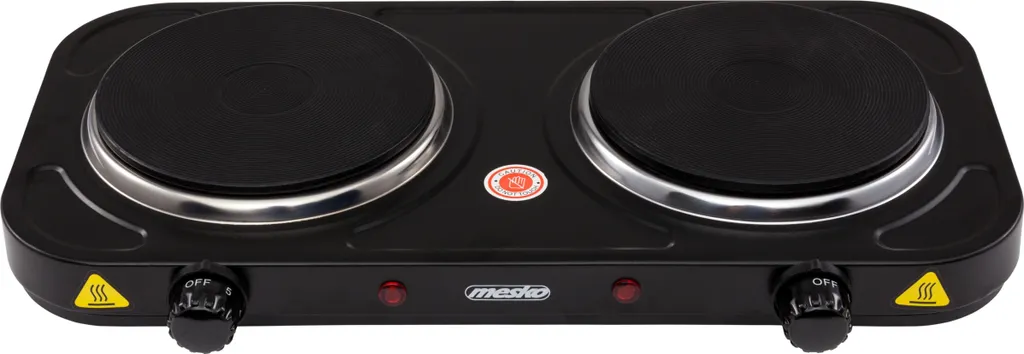 Mesko MS6509 Two-burner electric hob, black, 2000W, non-slip feet