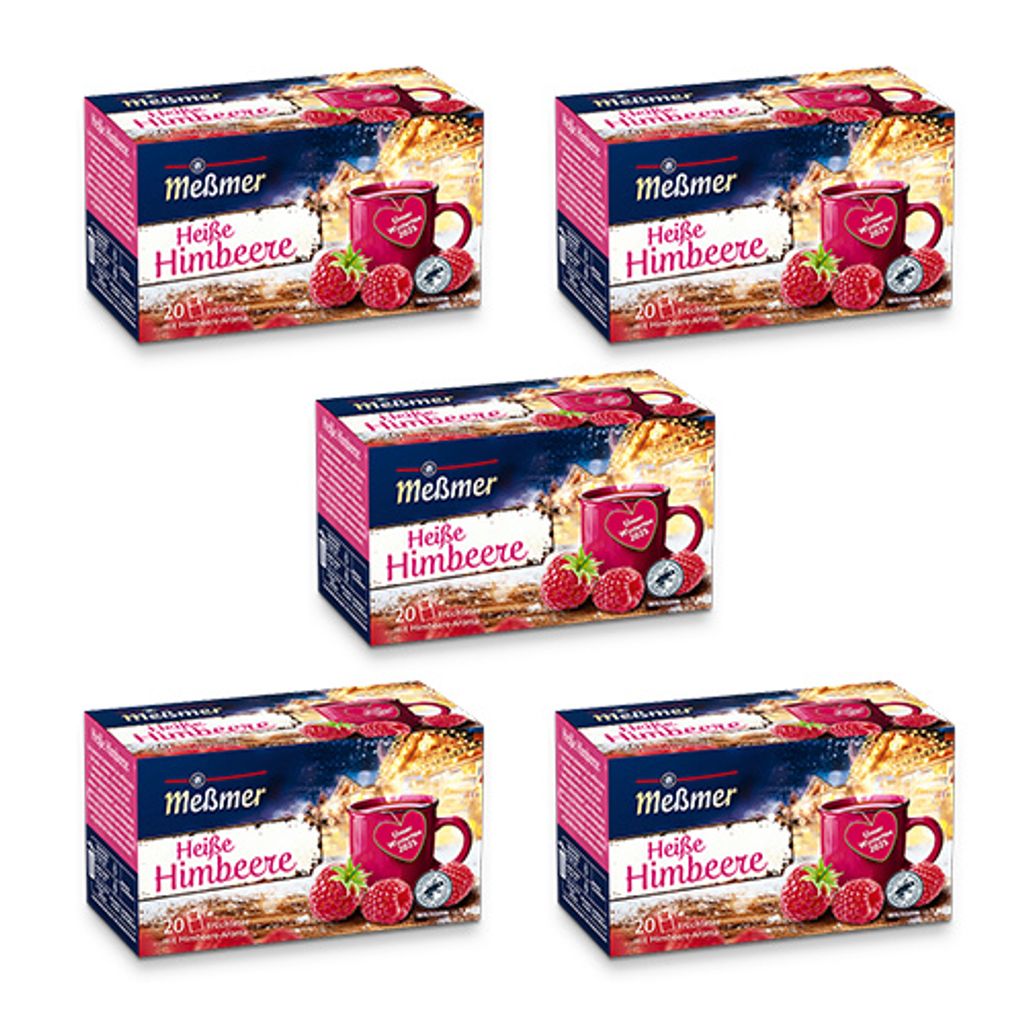 Meßmer Hot Raspberry | 5x Value Pack | Fruit tea with raspberry flavor | 100 tea bags | fruity - sweet, 410 gm