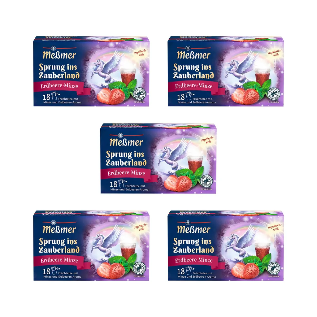 Meßmer Leap into Wonderland 5x | Fruit tea with mint and strawberry flavor | 90 tea bags | Mystically sweet | Online exclusive | Vegan