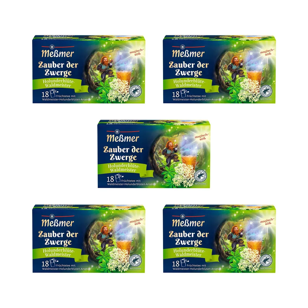 Meßmer Magic of the Dwarves 5x | Fruit tea with woodruff and elderflower flavor | 90 tea bags | Online Exclusive | magically sweet | vegan