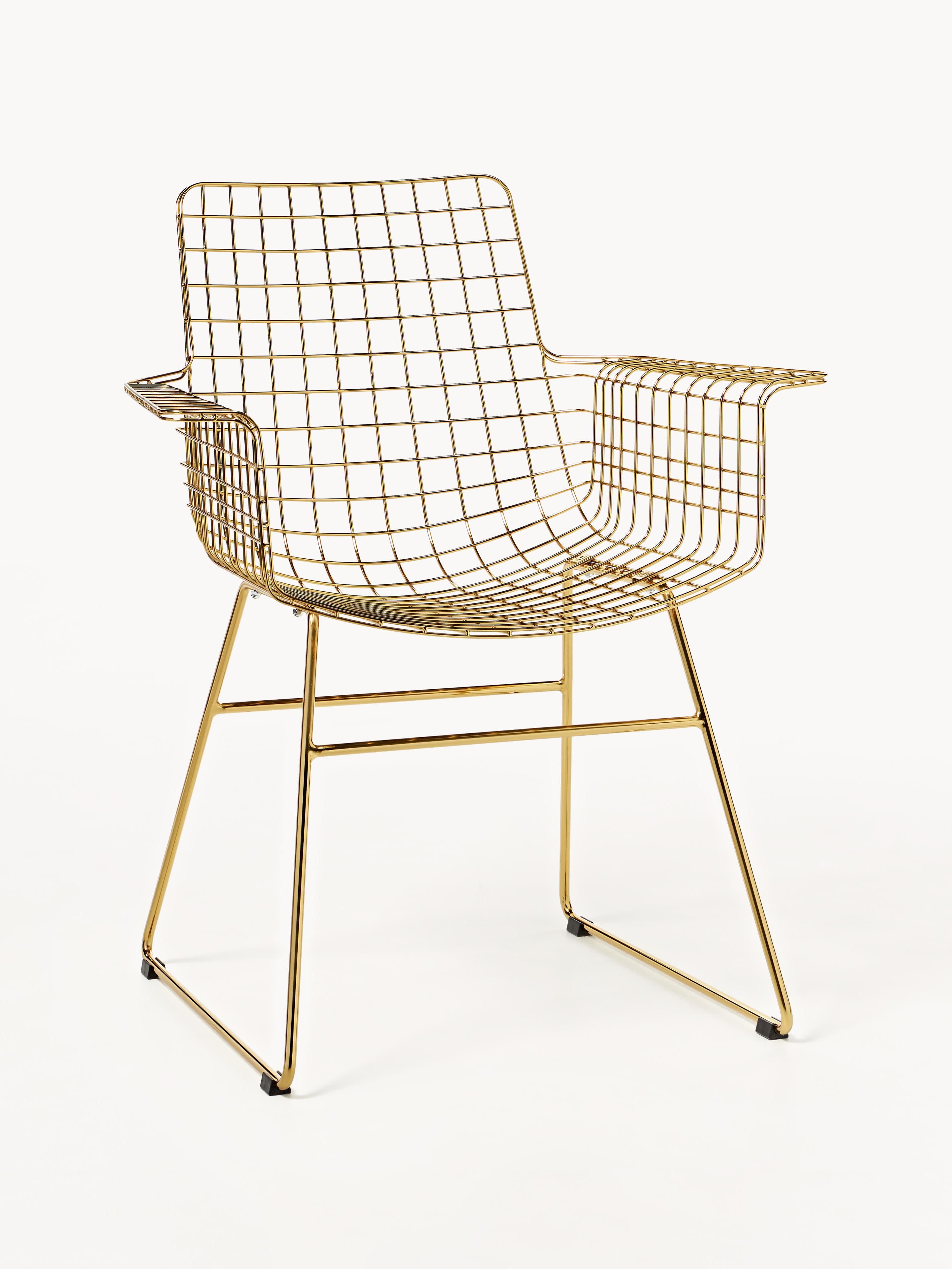 HKliving Wire metal armchair, Gold-colored