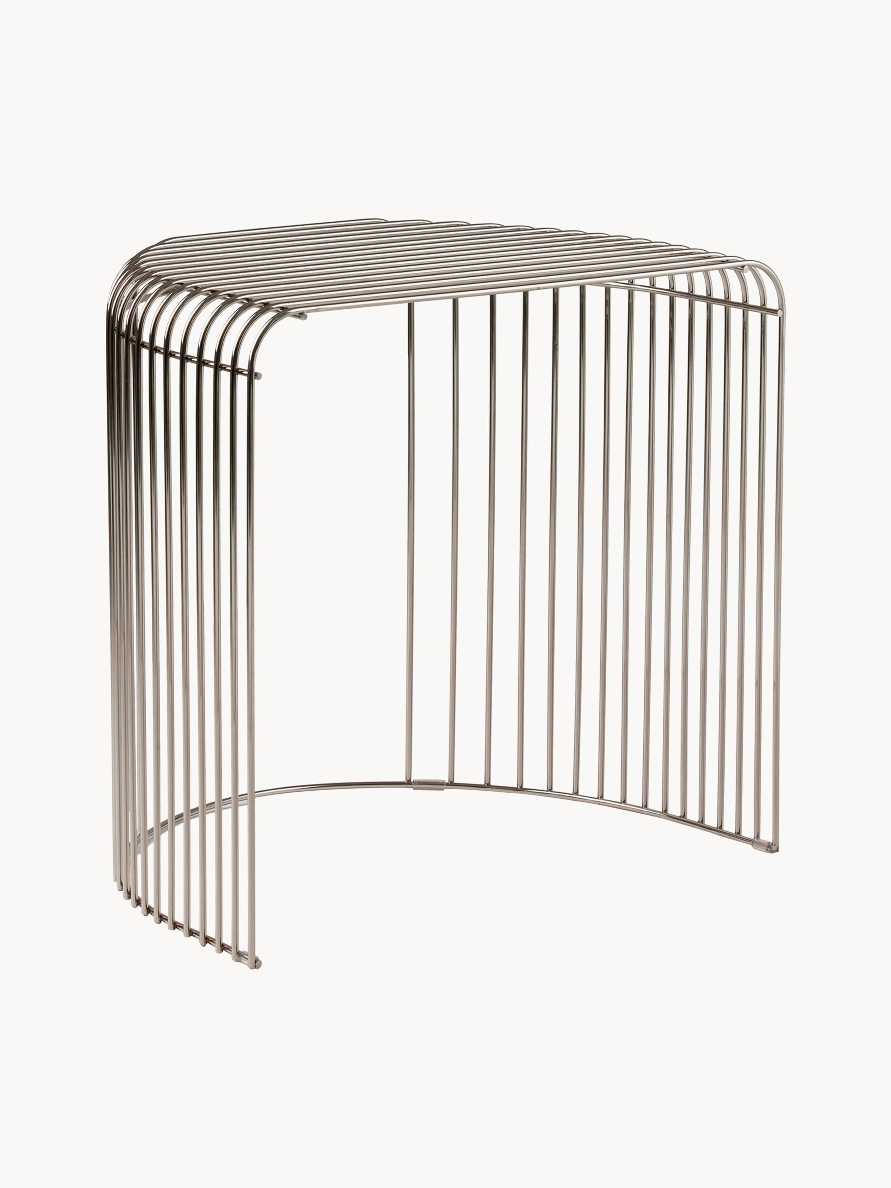 AYTM Curva metal side table, Silver-colored, shiny