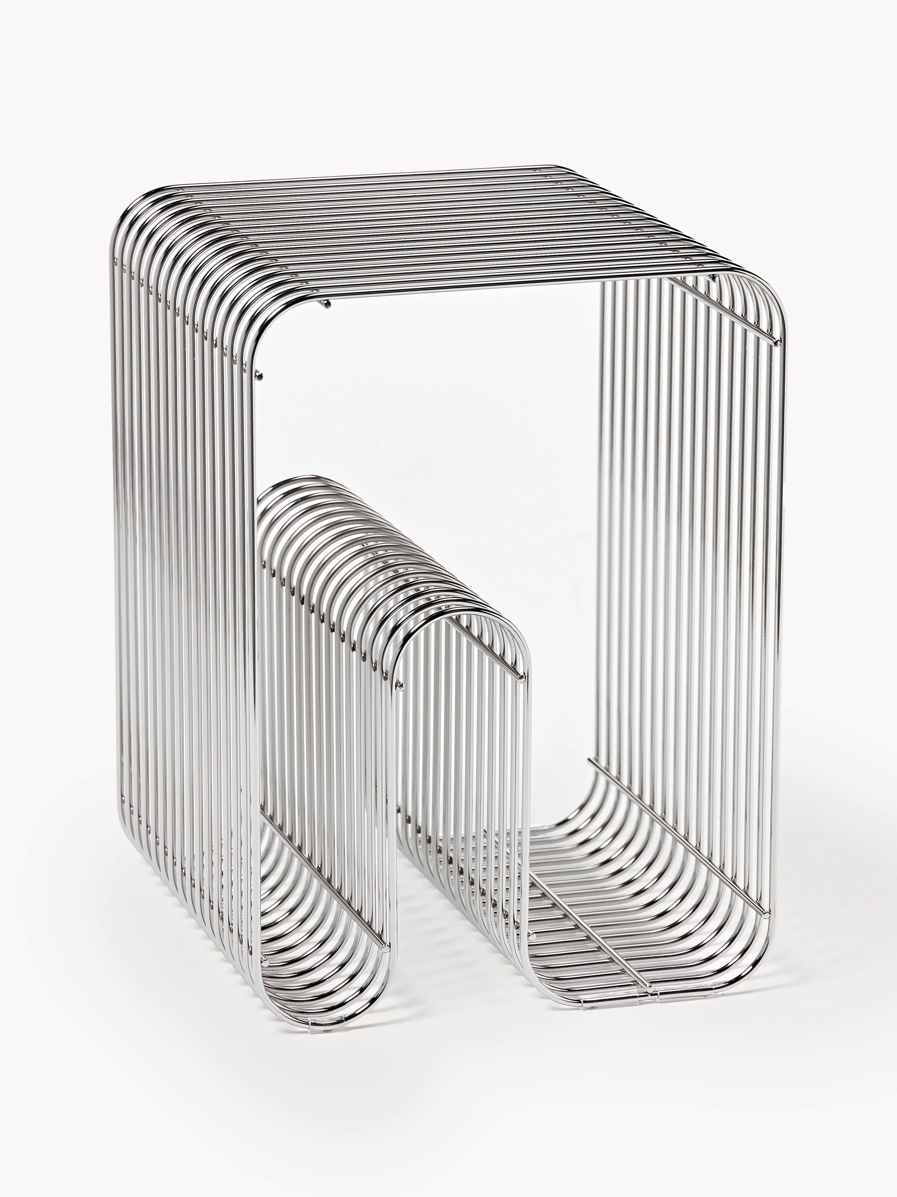 AYTM Curva metal stool, Silver-colored, shiny