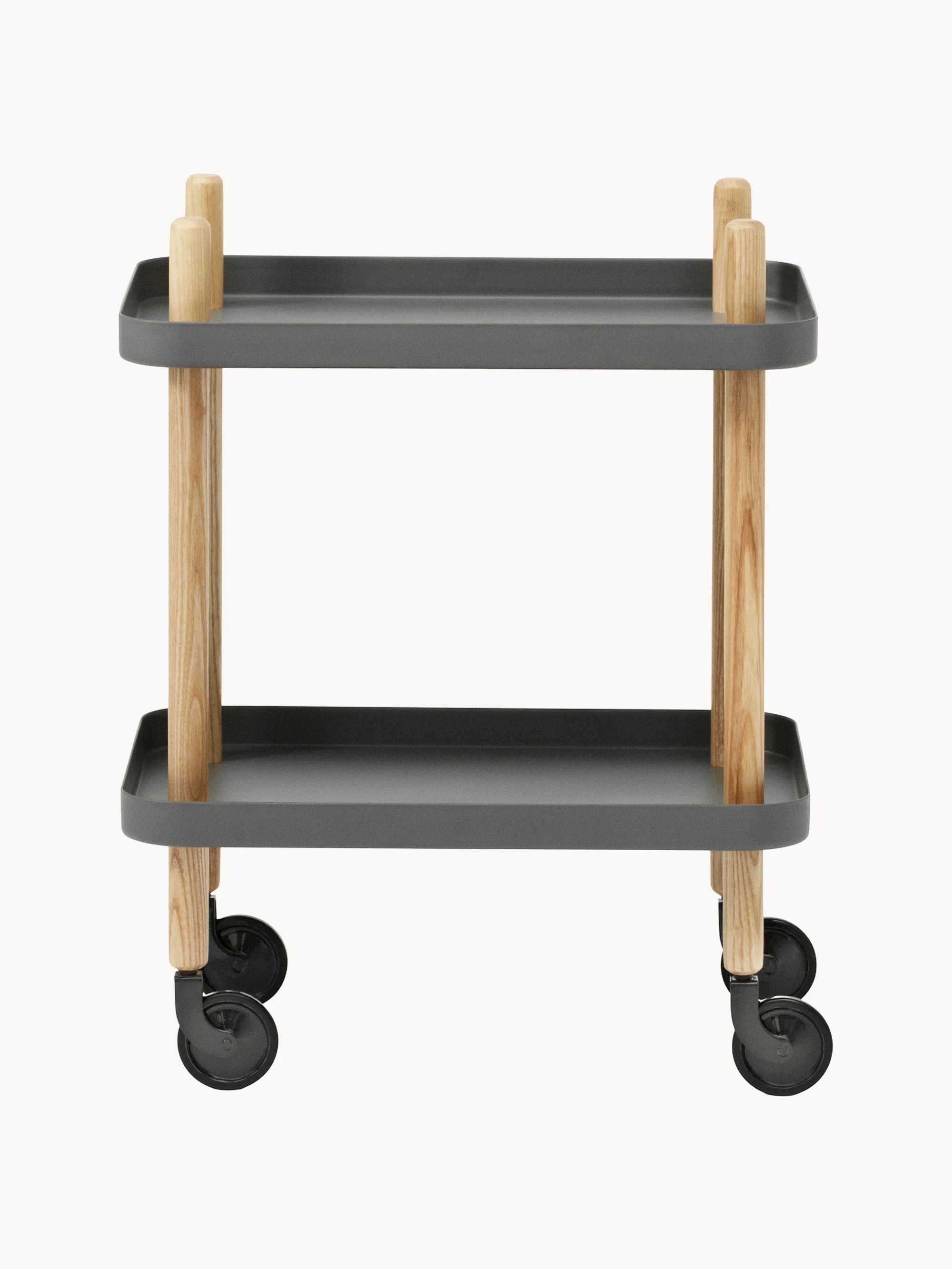 Normann Copenhagen Metal serving trolley block, Dark grey, oak wood, black