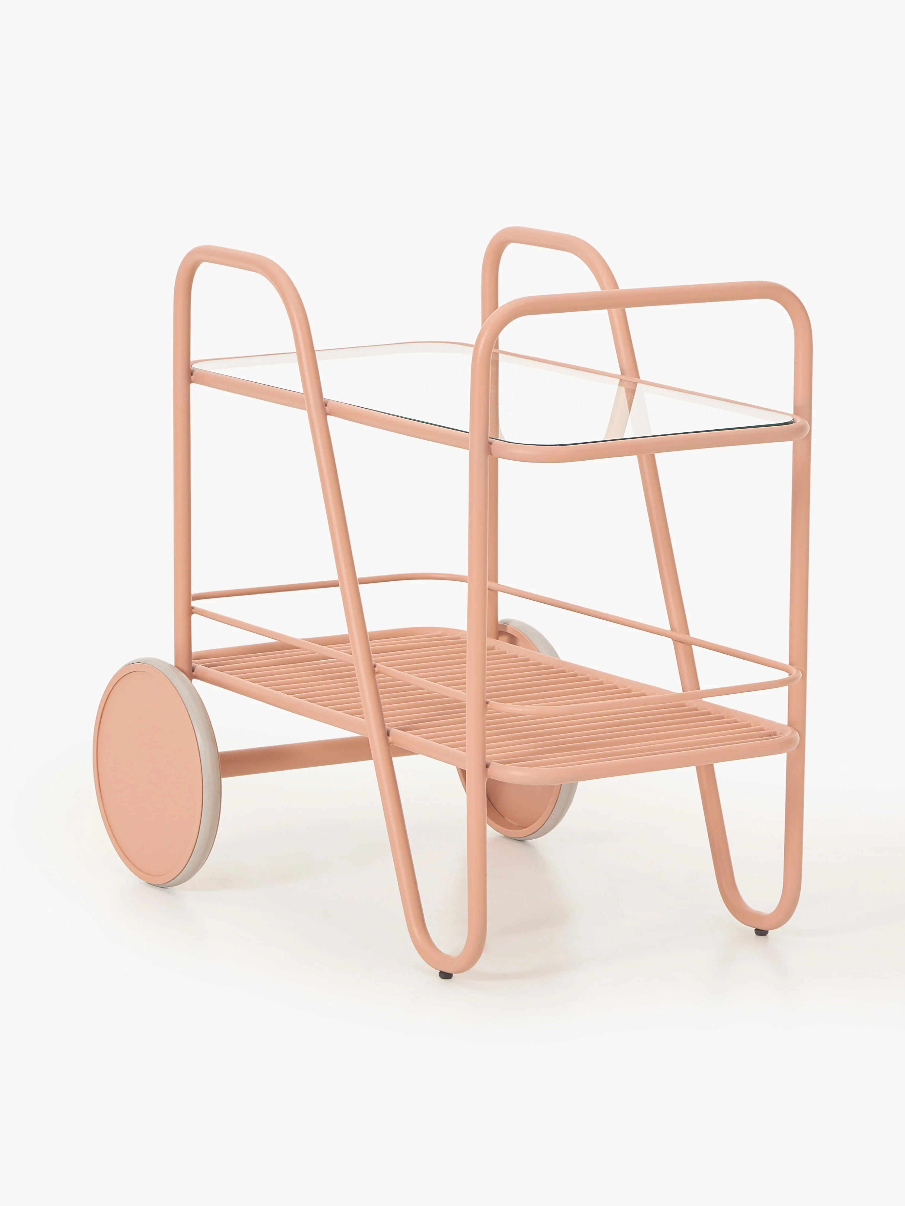 Westwing Collection Giovanni metal serving trolley with glass top