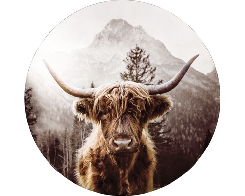 Pure Living Metal picture aluminum Scottish Highland Cattle Ø 98 cm