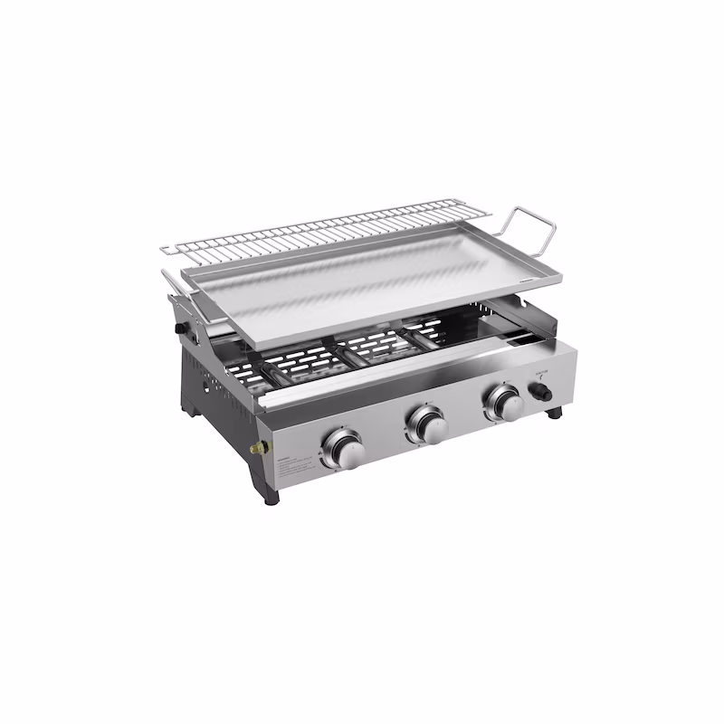 METRO PROFESSIONAL 3-burner table gas grill with plancha Tornada, 61.5 x 32 cm, stainless steel, silver