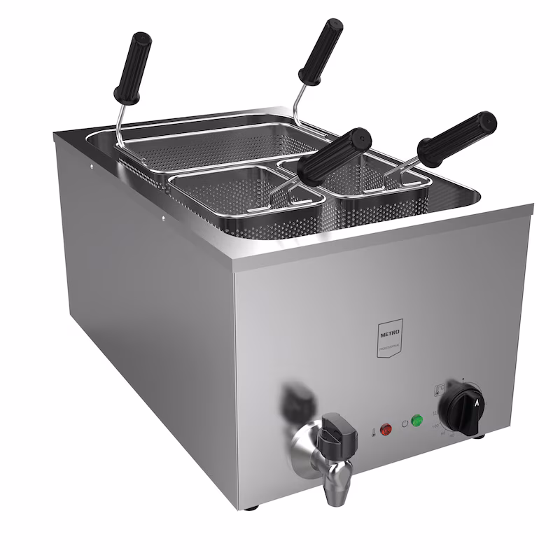 METRO PROFESSIONAL Electric Pasta Cooker GNC1025, Stainless Steel, 35.4 x 63.3 x 44.6 cm, 3200 W, 25 L, 3 Baskets