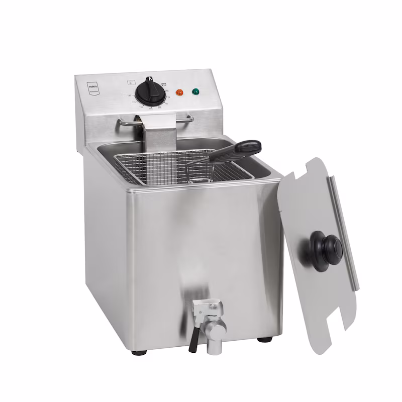 METRO PROFESSIONAL Deep Fryer GDF3008, Stainless Steel, 26 x 47 x 39 cm, 8 L, 3250 W, with Drain Tap, Silver