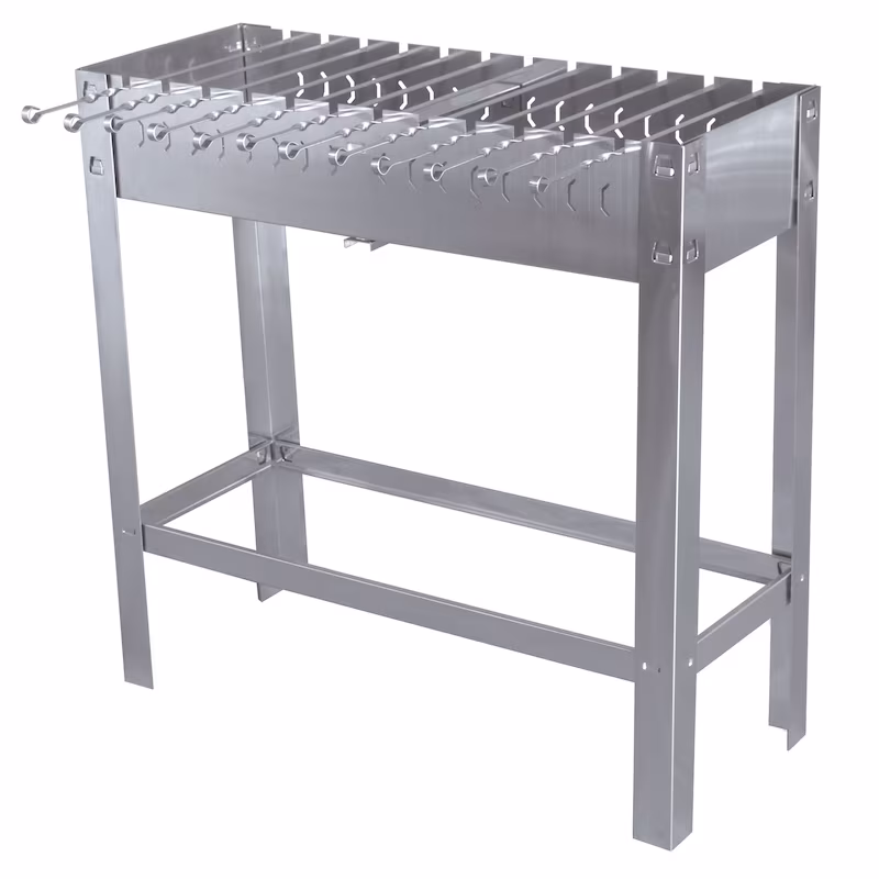 METRO PROFESSIONAL Karasu rectangular charcoal grill, grilling surface 78 x 29 cm, incl. 12 skewers, stainless steel, silver