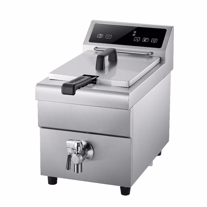 METRO PROFESSIONAL Induction Fryer GIDF1008, Stainless Steel, 48.5 x 29 x 40.5 cm, 8 L, 3500 W, with Drain Tap, Silver