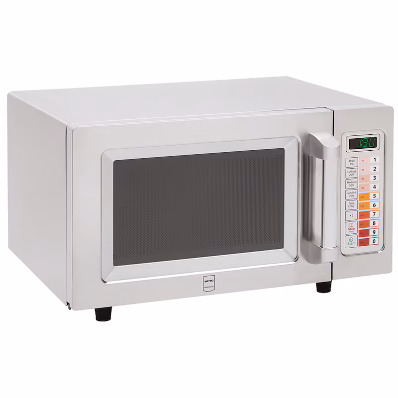 METRO Professional Microwave GMW1125, stainless steel, 51.1x43.2x31.1cm, 25L, 100 programs, 60-minute timer, 5 power levels, plate up to Ø 30.5 cm, silver