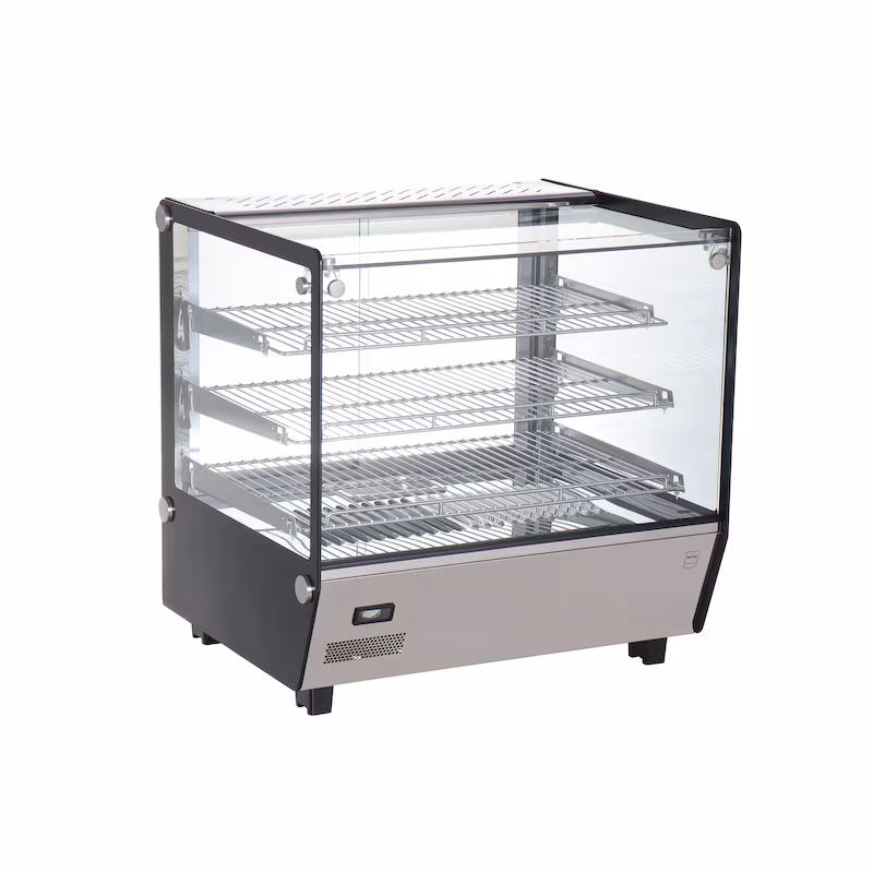 METRO Professional Warming Display Case GHV1120R, Stainless Steel/Glass, 67.8 x 56.8 x 68.6 cm, 120 L, Temp.: -30 to +90°C, 1100 W, 3 Shelves, Silver