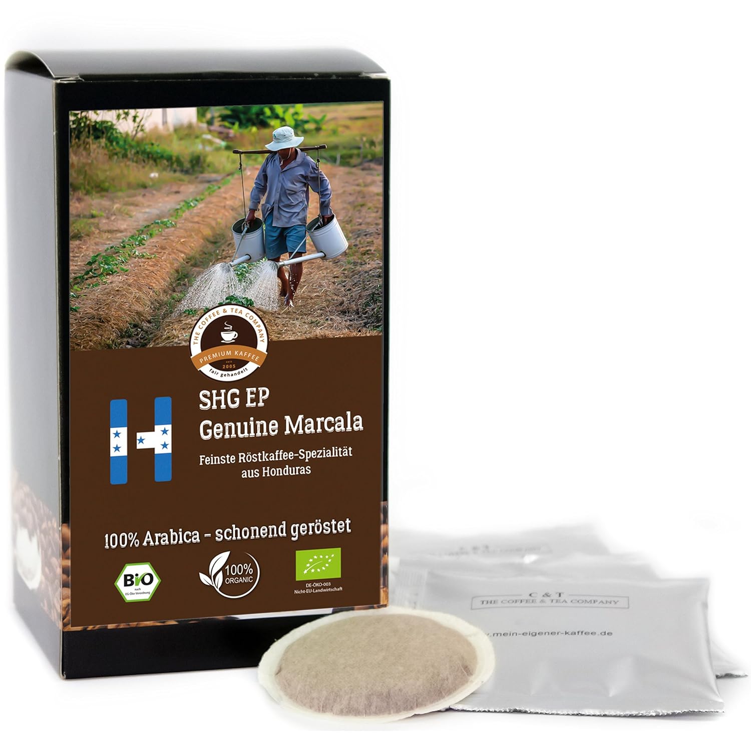 Kaffee Globetrotter Coffee Globetrotter - Organic Honduras Genuine Marcala - 30 Premium Coffee Pods - for Senseo Coffee Machine - Top Coffee - Roasted Coffee from Organic Cultivation