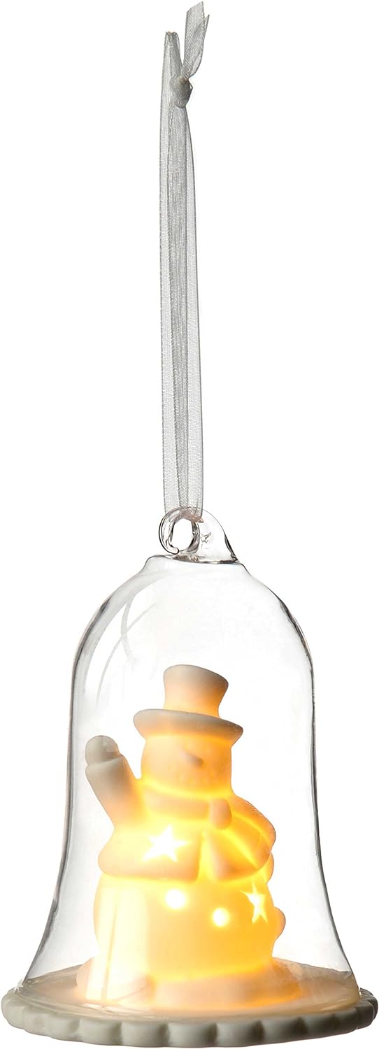 WeRChristmas Christmas Snowman Lantern 10 cm Glass White