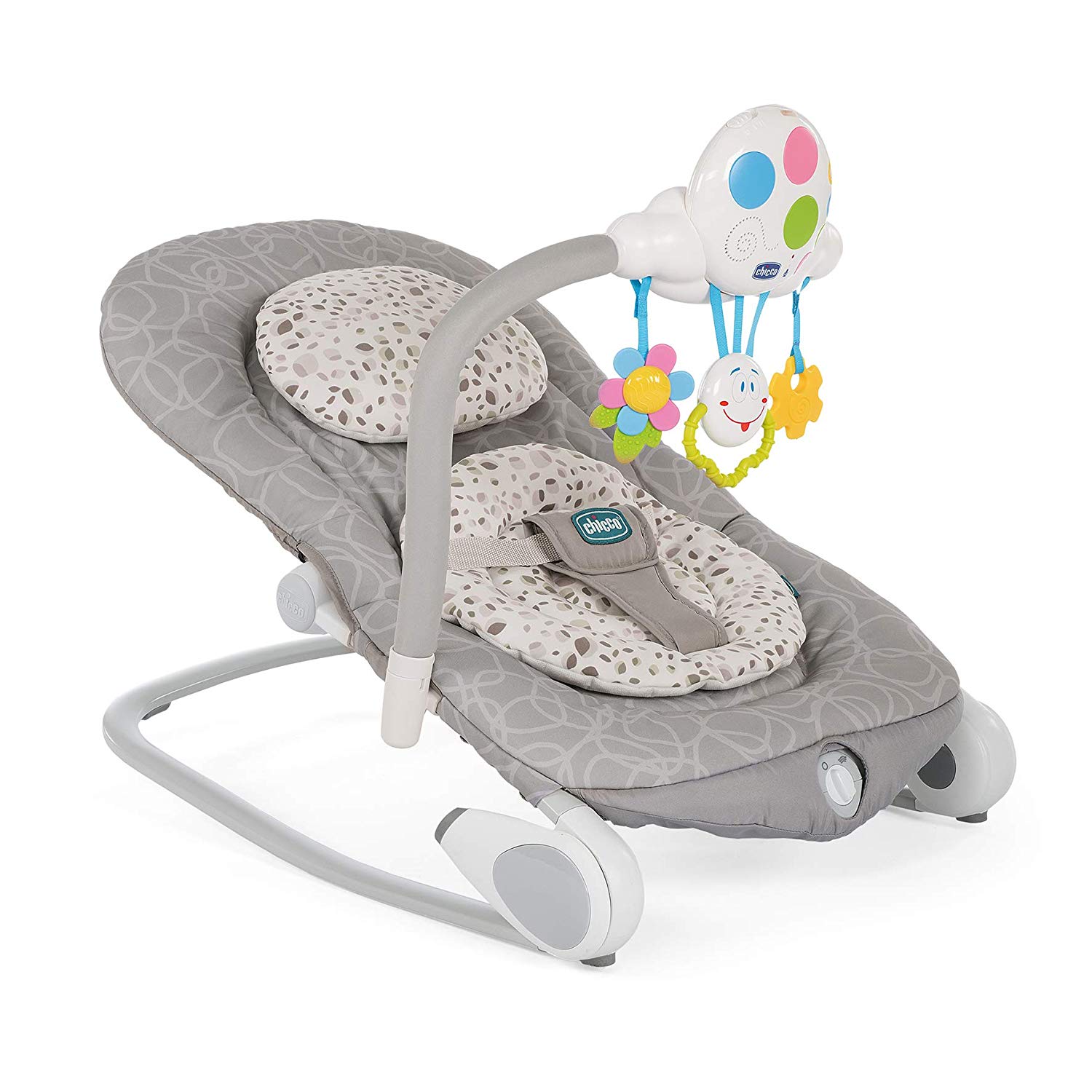 Chicco Balloon Infant and Baby Rocker 0 Months - 18 kg, Rocker and Chair Function, Adjustable Backrest, Compact Closure, Vibration, Interactive Electronic Toy, Lights and Sound