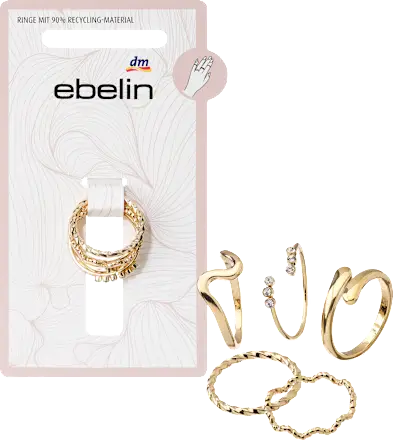 ebelin Gold-look rings, 5 pieces