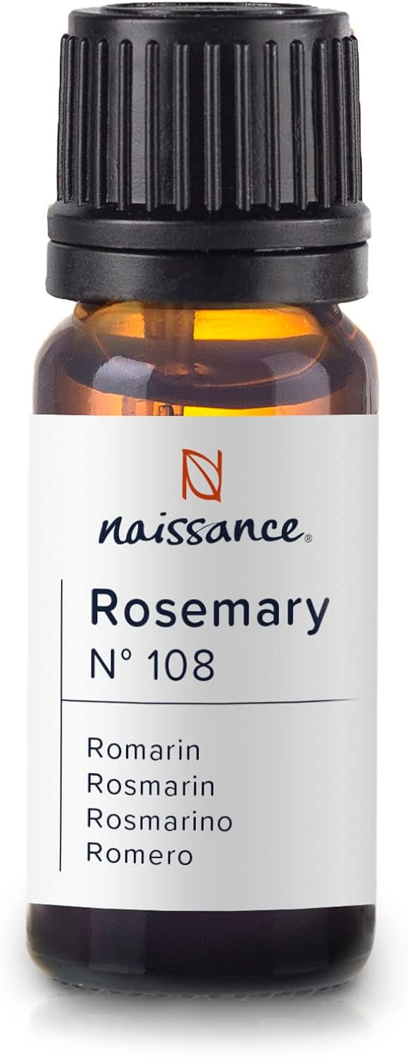 Naissance Rosemary Oil (No. 108) - 10 ml - 100% Natural Pure Rosemary Essential Oil for Natural Cosmetics - Hair Growth, Aromatherapy, Oil Burner - Fragrance Oil for Aroma Diffuser