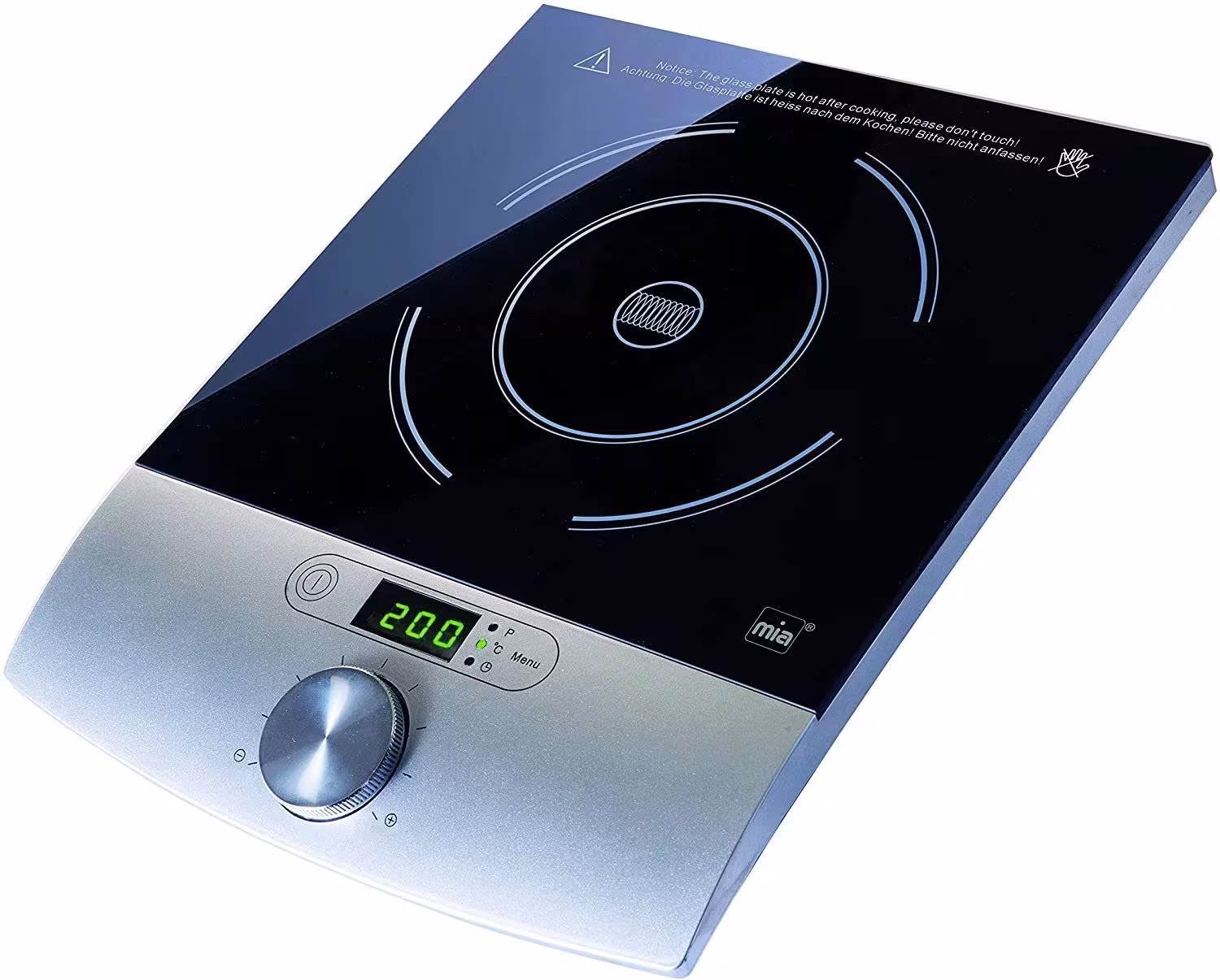 Mia INDUCTION HOB 1800W Black Glass Touch Display