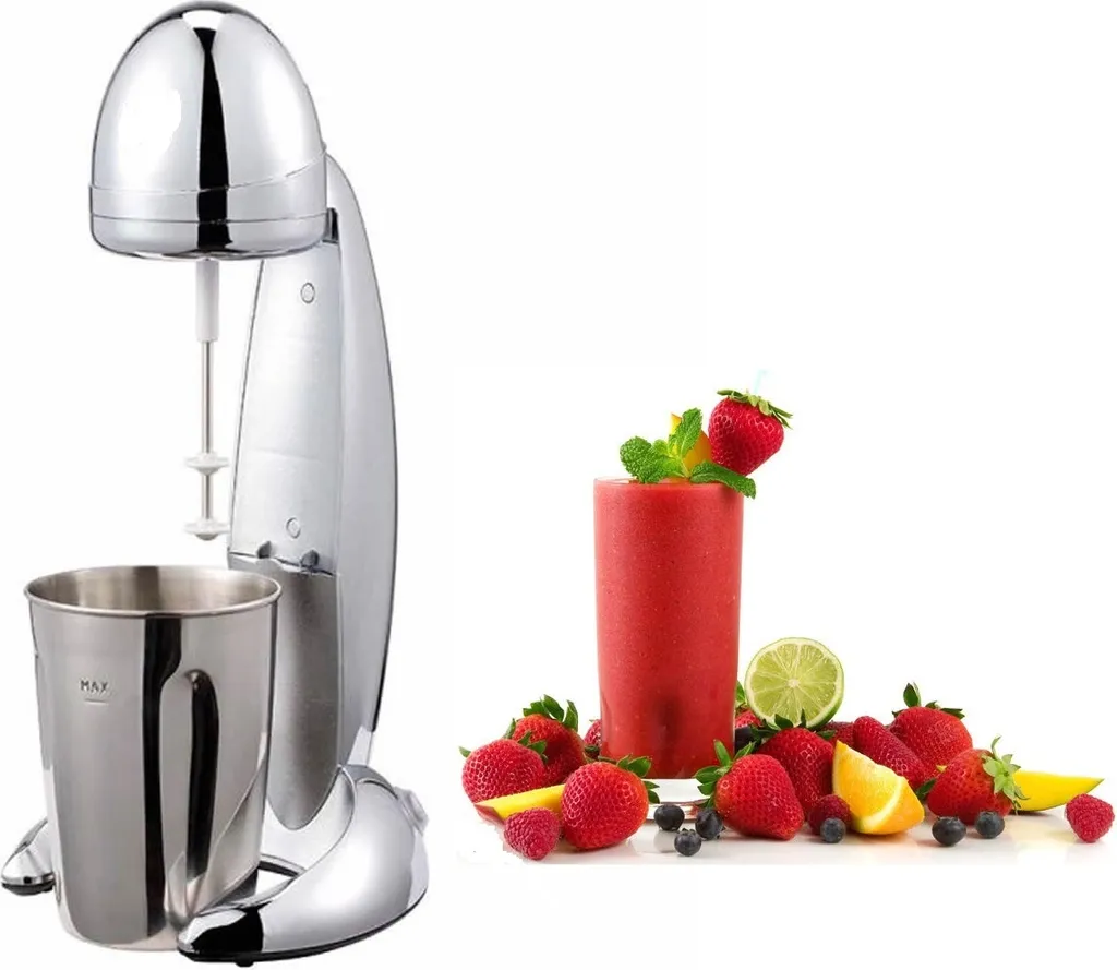 MIA ProBlend Milkshaker / Protein Mixer 100W, 4-in-1 Functions (Frappé Mixer, Milk Shaker, Cocktail Mixer, Protein Shaker), 2-Speed ​​Blender, Mixer (15000 RPM / 20000 RPM), 900ml Cup, Chrome